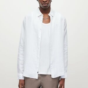 NEW Allsaints Cypress Linen Shirt Medium White With Tags 100% Linen ramskull